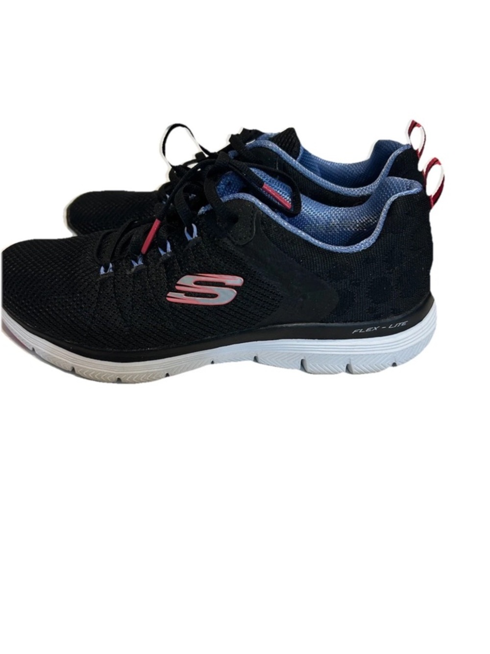 Skechers Black Athletic Sneakers with Pink and Blue Accents